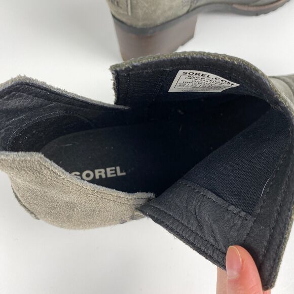 Sorel Cate Cut-Out Boot Womens 8.5 Waterproof Gray Leather Heel Bootie Grunge - Picture 11 of 13